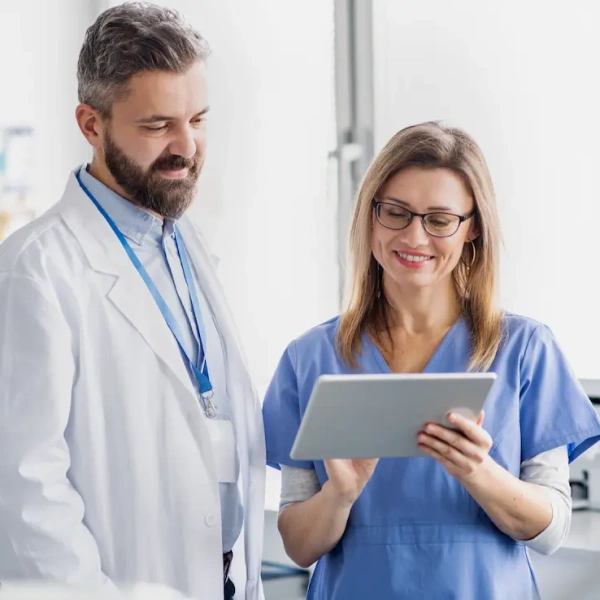 Dental team reviewing a patient's treatment plan