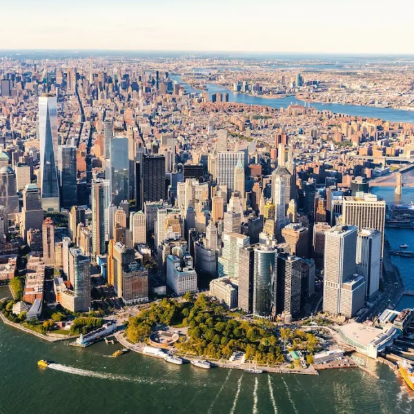 Panoramic aerial view of Lower Manhattan, New York City